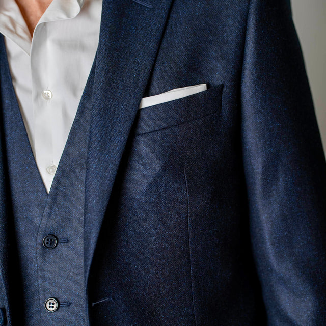 Costume "Copenhague" Bleu Marine en Tweed Chiné Vitale Barberis Canonico