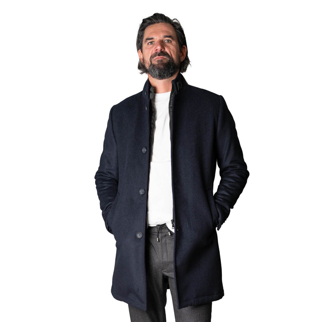 Manteau "Raspail" Bleu Marine avec Plastron intérieur amovible