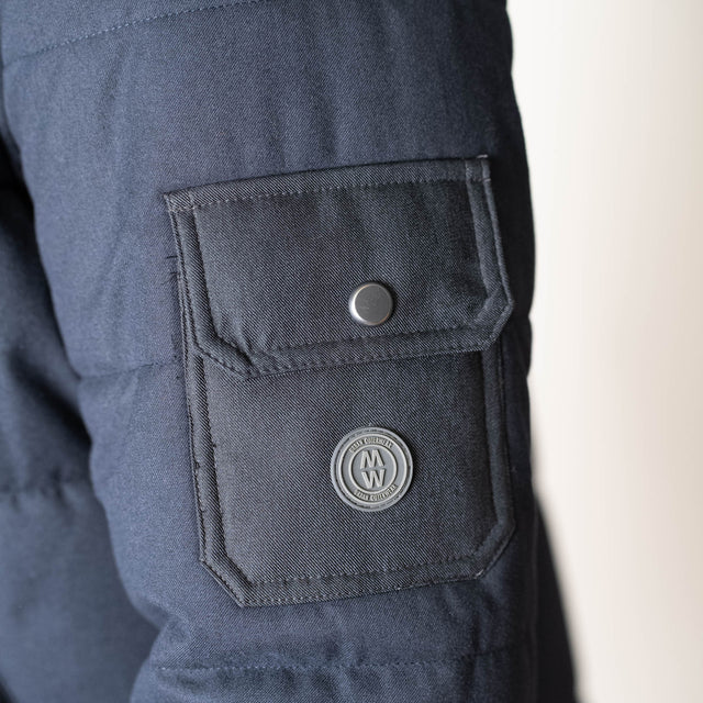 Blouson Technique "Verbier" Bleu Marine Matelassé avec Col Fourrure Amovible