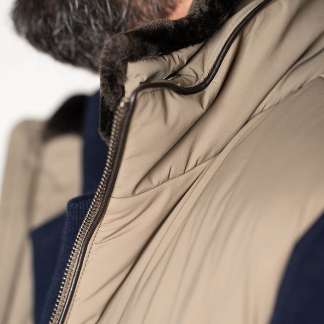Gilet "Courcelles" Sans Manches Beige avec Col Fourrure Amovible