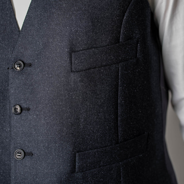 Gilet "Copenhague" en Tweed Chiné Gris Anthracite Vitale Barberis Canonico