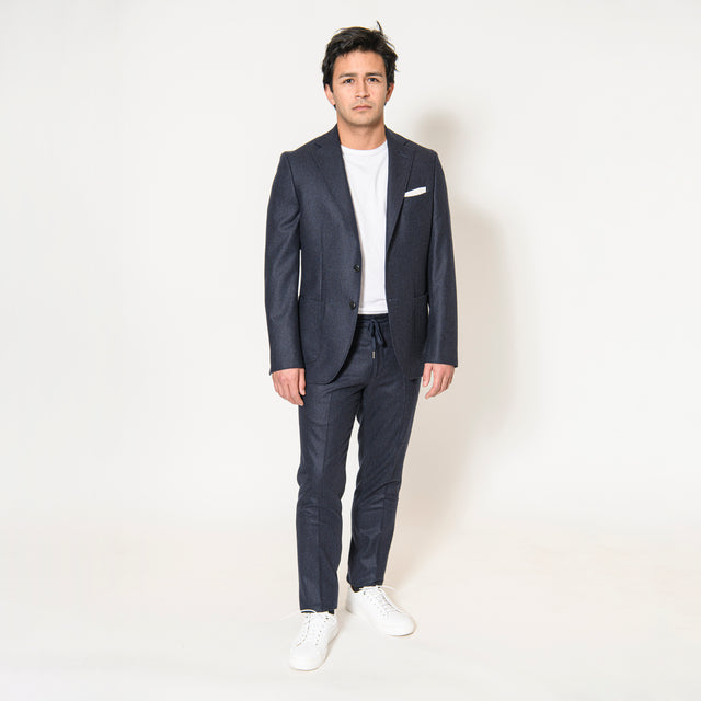 Veste "Ayrton" en Flanelle Bleu Marine Vitale Barberis Canonico