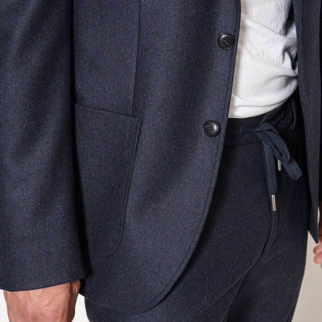 Veste "Ayrton" en Flanelle Bleu Marine Vitale Barberis Canonico