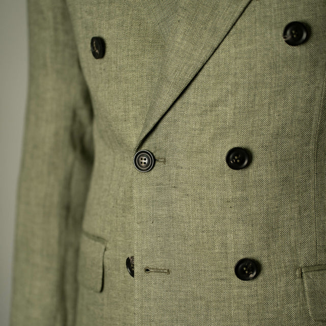 Costume Croisé en Lin "Cap Ferrat" Vert Clair de chez Angélico