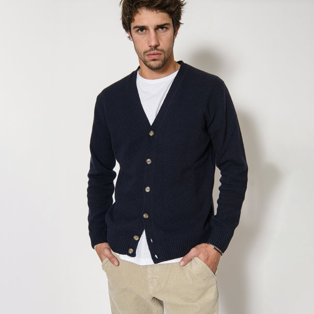 Cardigan "Biella" Boutonnés Bleu Marine