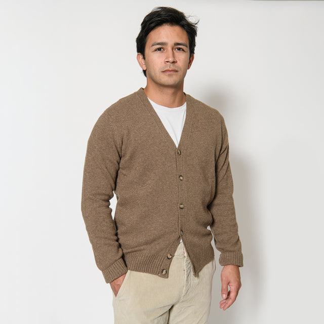 Cardigan "Biella" Boutonnés Taupe ou Marron Clair