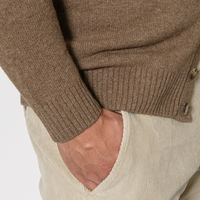 Cardigan "Biella" Boutonnés Taupe ou Marron Clair