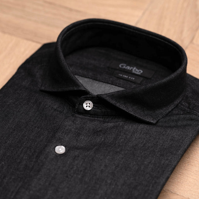 Chemise Col "Cutaway" en Jean's Noir