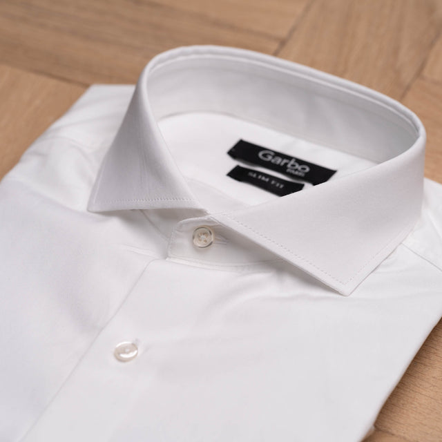 Chemise Col "Cutaway" en Popeline Blanche