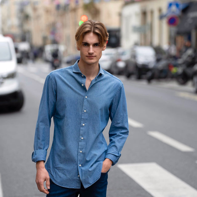 Chemise Col "Cutaway" en Twill Jean's