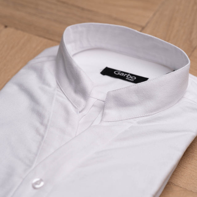 Chemise Col "Monte-Carlo" Blanche en Flanelle de Coton