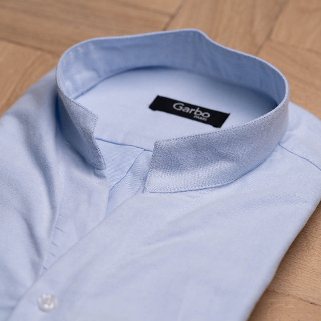 Chemise Col "Monte-Carlo" Bleu Ciel en Flanelle de Coton