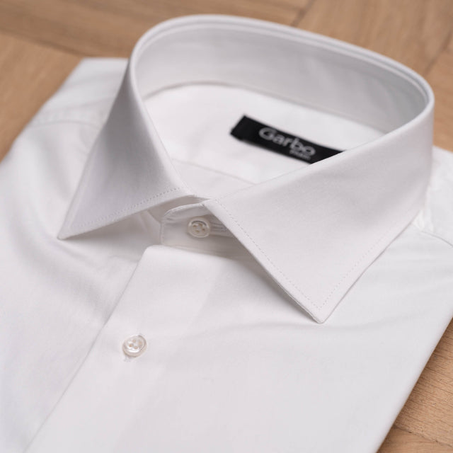 Chemise Col "Italien" en Popeline Blanche