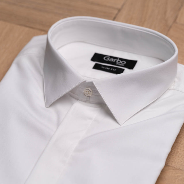 The "Monaco" Shirt in White Poplin with Hidden Buttons