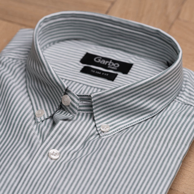 Chemise Col "Soho" en Oxford à Rayures Kaki
