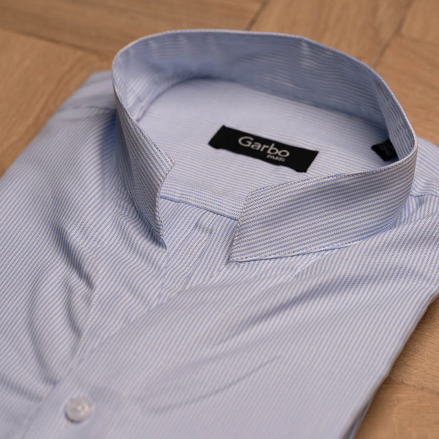 Chemise Col "Monte-Carlo" en Oxford à Rayures Blanche et Bleu