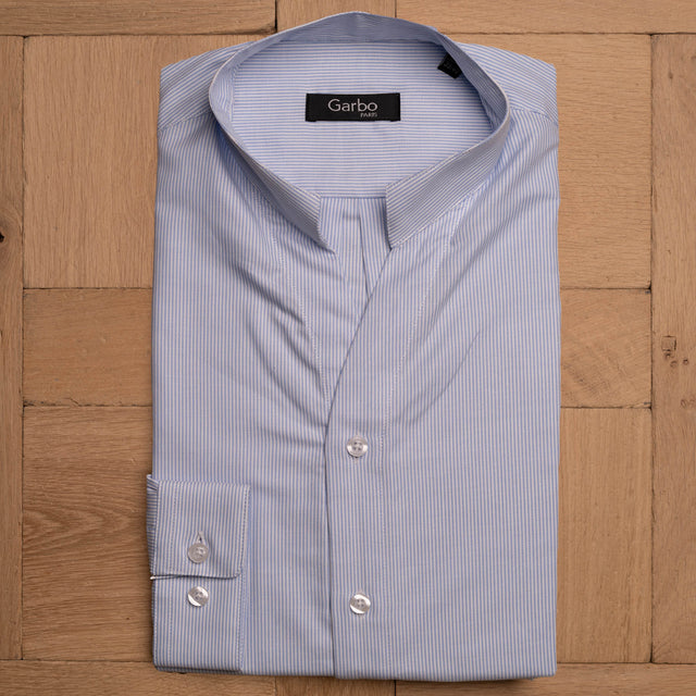 Chemise Col "Monte-Carlo" en Oxford à Rayures Blanche et Bleu