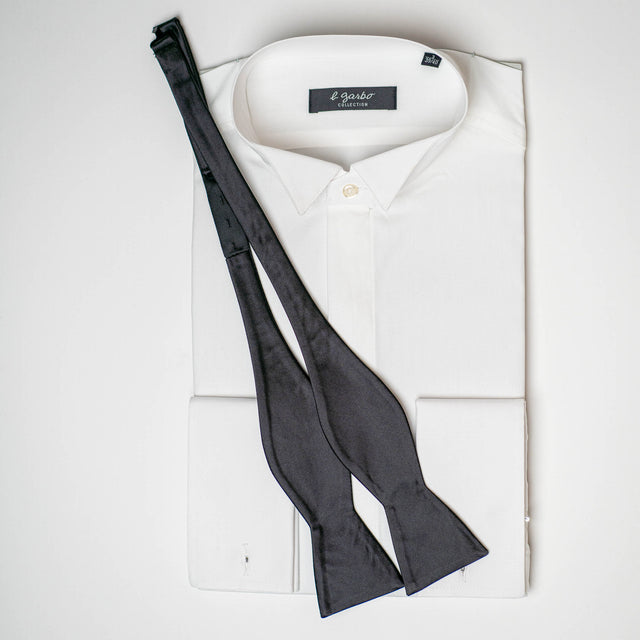 Chemise de Cérémonie à "Col Cassé" Blanche et Boutons Cachés