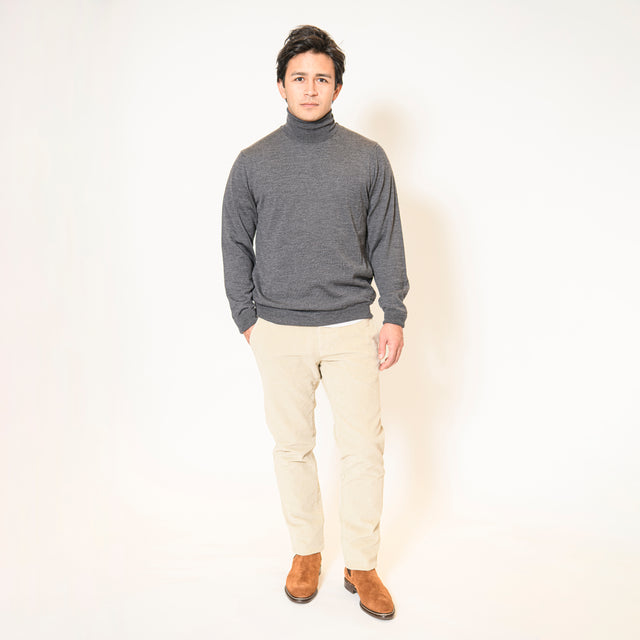 Pull Col Roulé "Biella" Gris Foncé