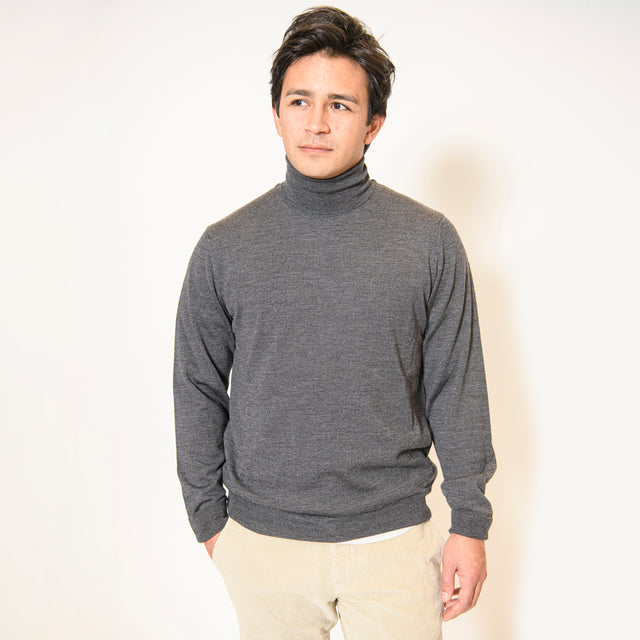 Pull Col Roulé "Biella" Gris Foncé