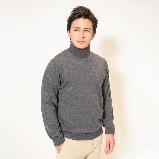 Pull Col Roulé "Biella" Gris Foncé