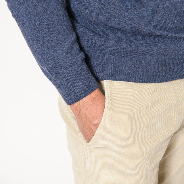 Pull Col Polo "Biella" Boutonnés Bleu