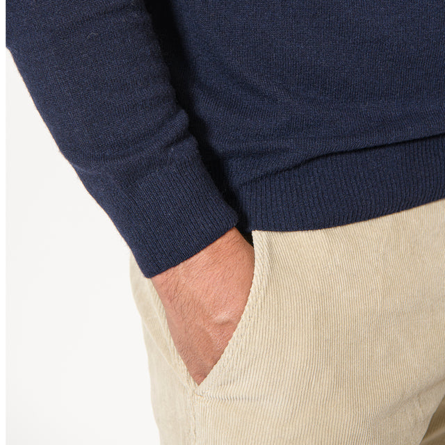 Pull Col Polo "Biella" Boutonnés Bleu Marine