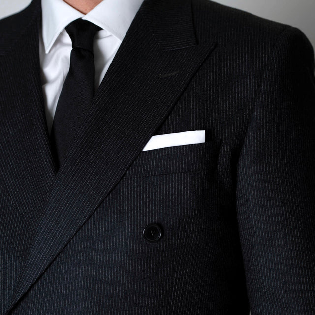 Costume Croisé "Corleone" en Flanelle Grise à Très Fines rayures Craie Vitale Barberis Canonico