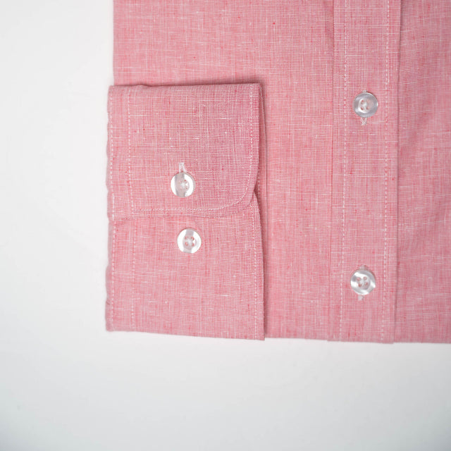 CHEMISE COL MAO FRAISE EN LIN & COTON