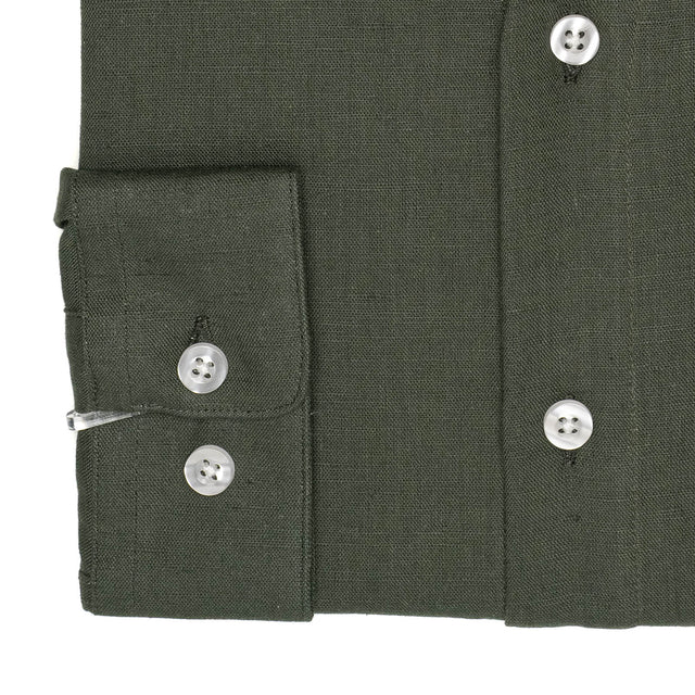 Chemise Col "Monte-Carlo" en Lin et Coton Kaki