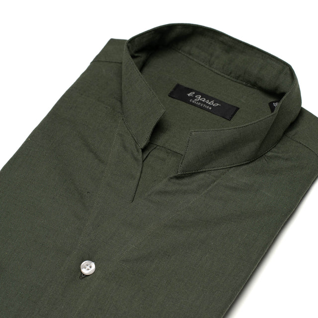 Chemise Col "Monte-Carlo" en Lin et Coton Kaki