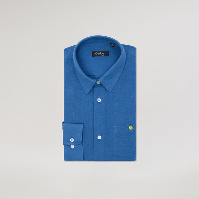 Chemise "Corfou" en Crêpe de Coton Bleu Majorel