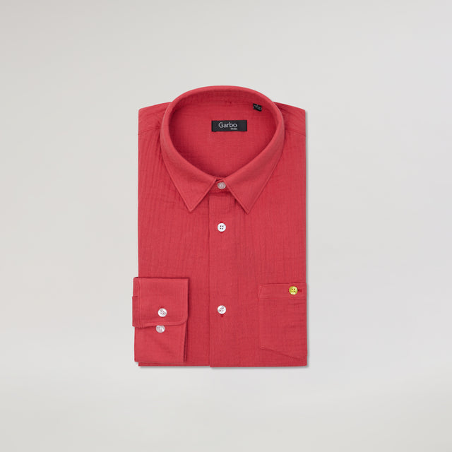 Chemise "Corfou" en Crêpe de Coton Tomate