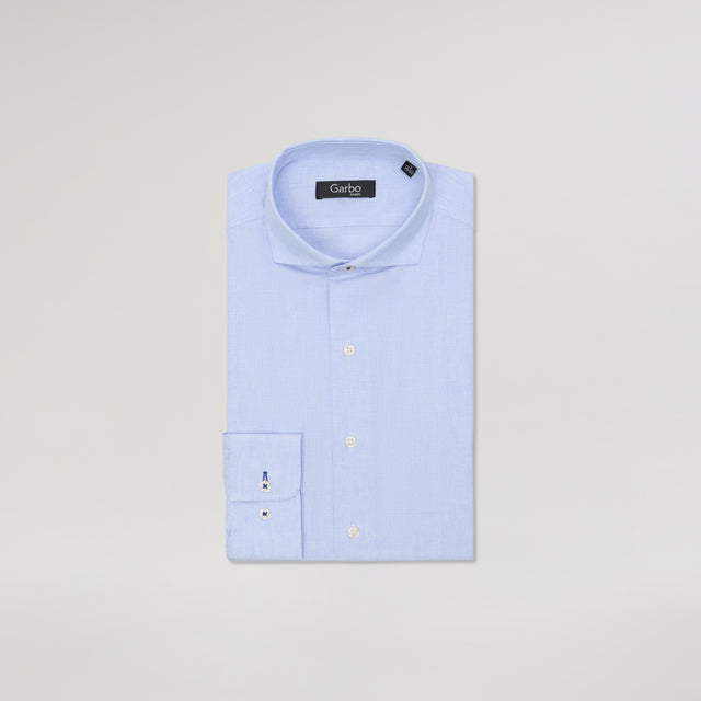 Chemise Col "Cutaway" en Lin et Coton Bleu Ciel