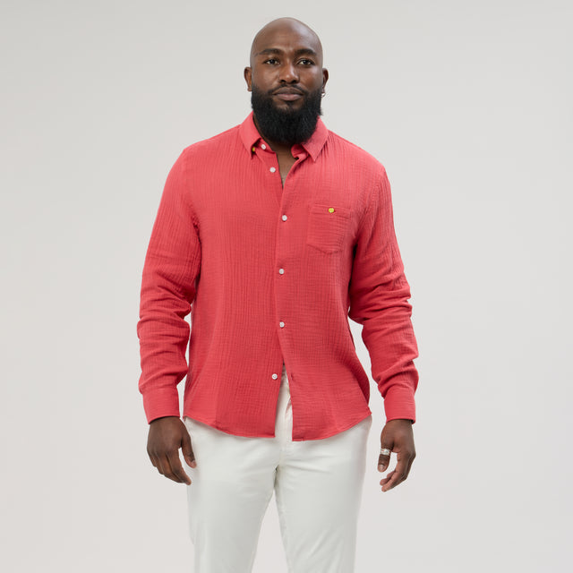 Chemise "Corfou" en Crêpe de Coton Tomate