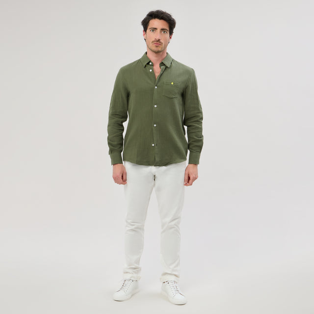 Chemise "Corfou" en Crêpe de Coton Kaki