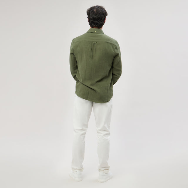 Chemise "Corfou" en Crêpe de Coton Kaki