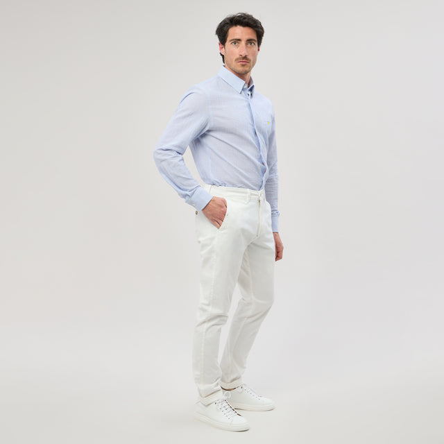 Chemise "Corfou" en Seersucker Rayé Ciel