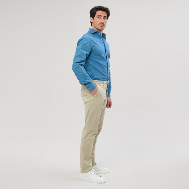 Chemise Col "Cutaway" en Jeans Délavé (Chambray)