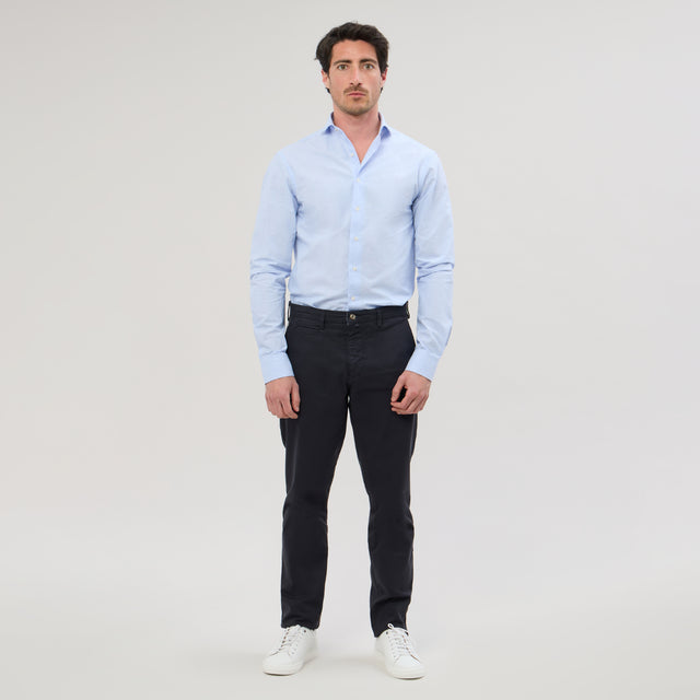 Chemise Col "Cutaway" en Lin et Coton Bleu Ciel