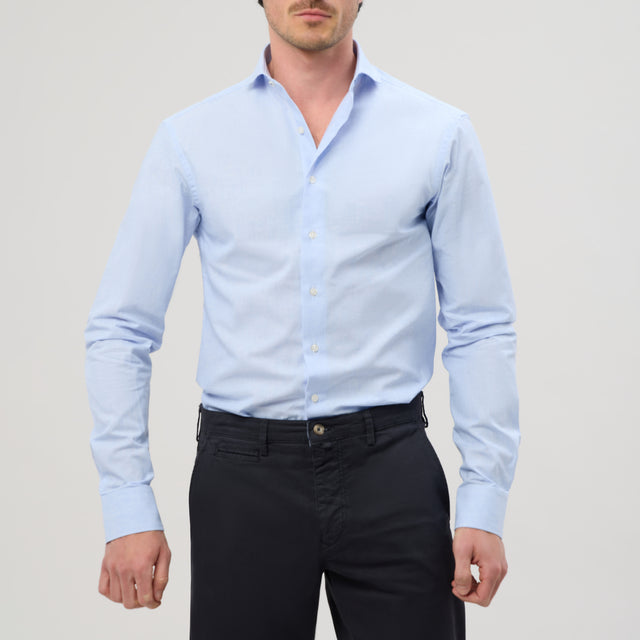 Chemise Col "Cutaway" en Lin et Coton Bleu Ciel