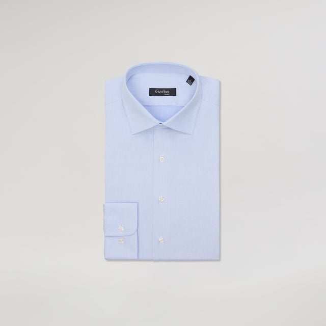 Chemise Col "Italien" Piquée Bleu Ciel