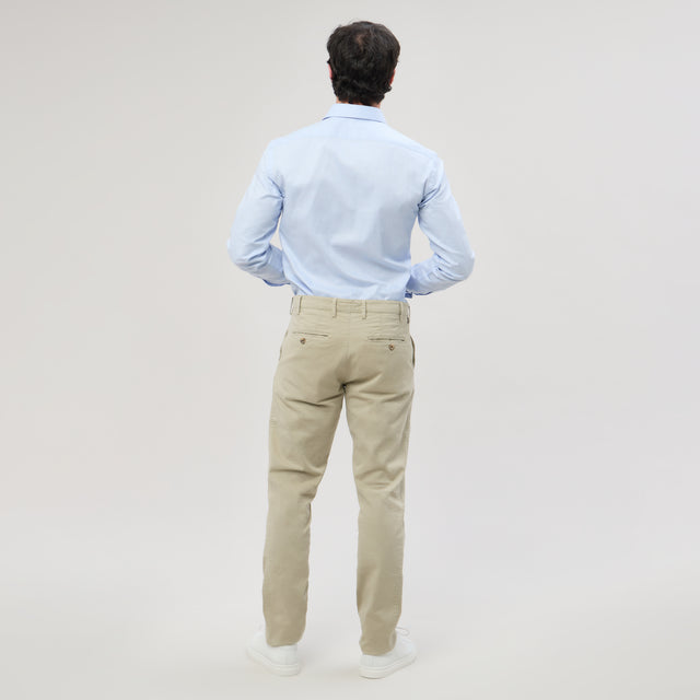 Chemise Col "Italien" Piquée Bleu Ciel