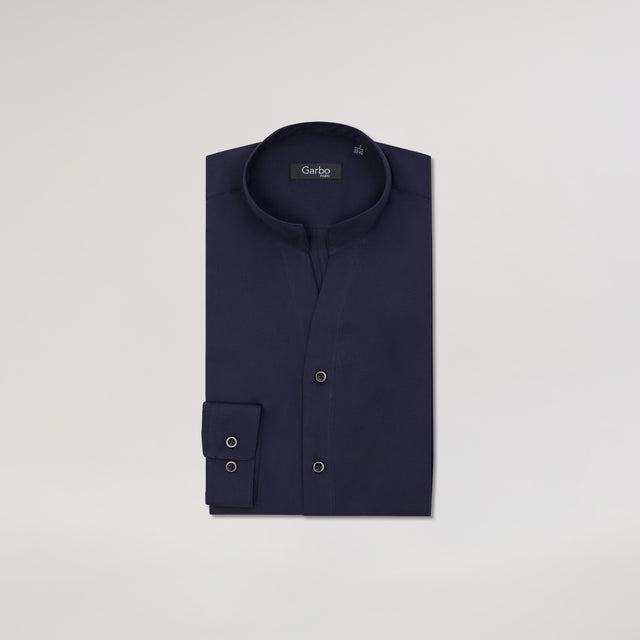 Chemise Col "Monte-Carlo" Bleu Marine en Popeline de Coton