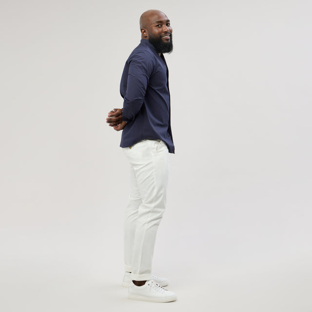 Chemise Col "Monte-Carlo" Bleu Marine en Popeline de Coton