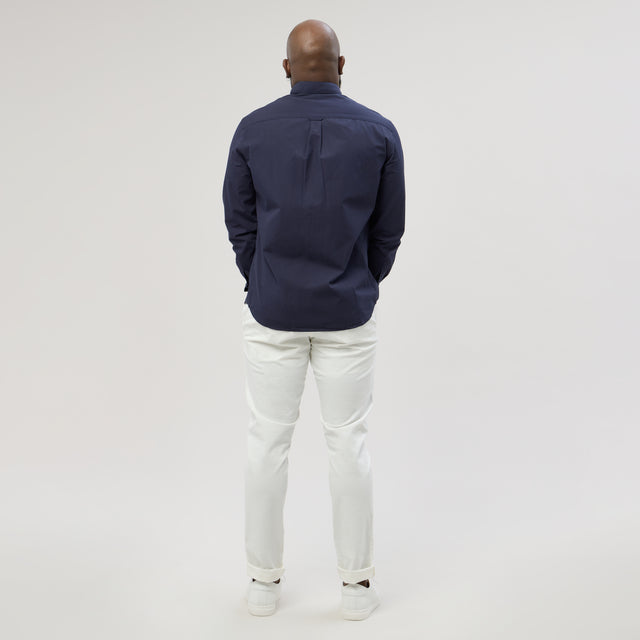 Chemise Col "Monte-Carlo" Bleu Marine en Popeline de Coton