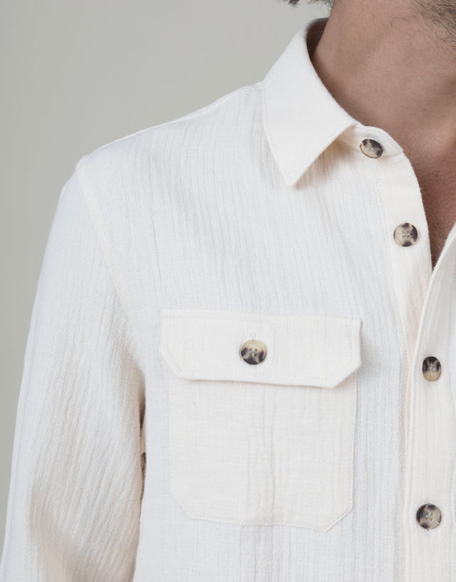SURCHEMISE ALEX BEIGE MATIÈRE GAUFRÉE