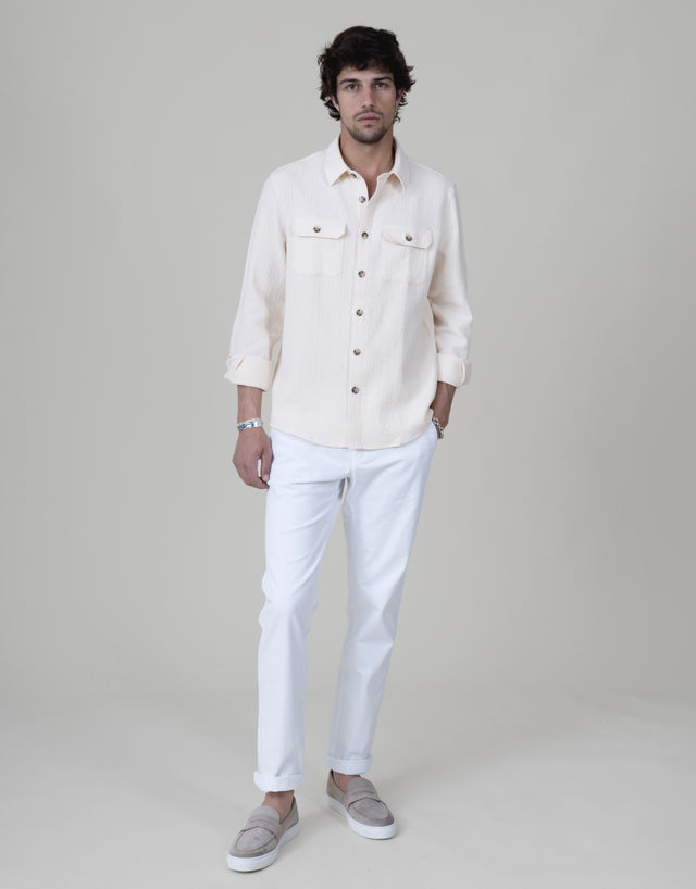SURCHEMISE ALEX BEIGE MATIÈRE GAUFRÉE