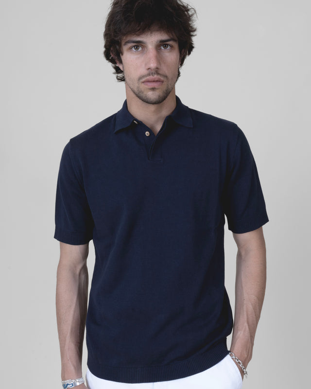 Polo "Eden Roc" Bleu Marine comme Gatsby