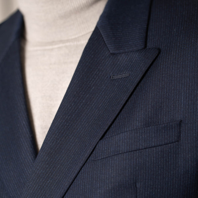 Veste Croisée "Eiffel" Bleu Marine à Rayures Bleu Vitale Barberis Canonico